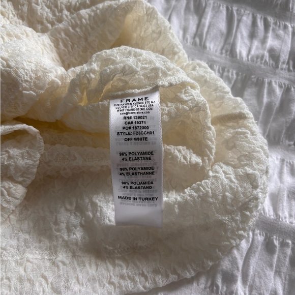 Frame Denim Cream Smocked Polo Tee - Picture 7 of 8